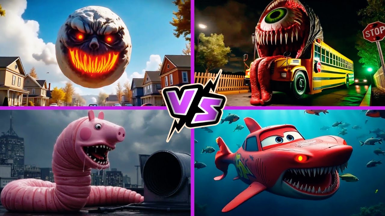 Lunar Moon 🆚 School Bus Monster 🆚 PEPPA PIG.EXE 🆚 McQueen Shark 🎶 Tiles Hop EDM Rush