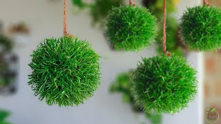 How to Make Hanging Grass Ball Kokedama | Hanging Ball Plants | Hanging Garden Ideas//GREEN DECOR