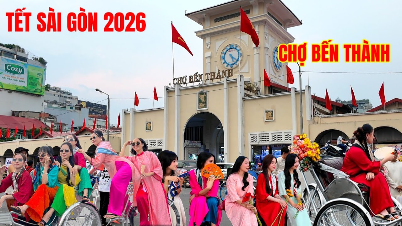 CHỢ BẾN THÀNH gặp dàn "Hot Girl" chụp ảnh Tết 2026 | Sài Gòn nhộn nhịp cận tết