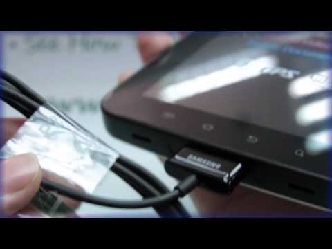 Samsung GALAXY Tab: Plugging in the PC Data Cable