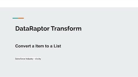How to Convert Item to List Using Dataraptor Transform #vlocity #salesforceknowledge