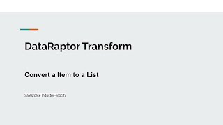 How to Convert Item to List Using Dataraptor Transform #vlocity #salesforceknowledge