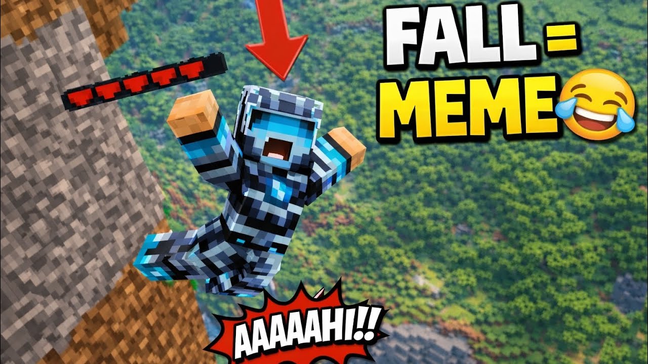 Minecraft Fall Meme Minecraft But Fall Damage = MEME SOUND 😂 | OP Reactions! - YouTube