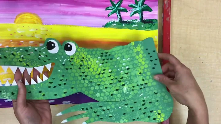 Alligator Seascape Oil Pastel