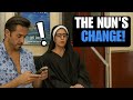 Nun transforms on subway 😱