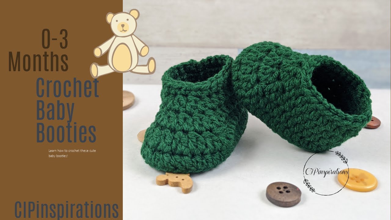 How to crochet baby booties 0-3 months/Free crochet pattern - YouTube