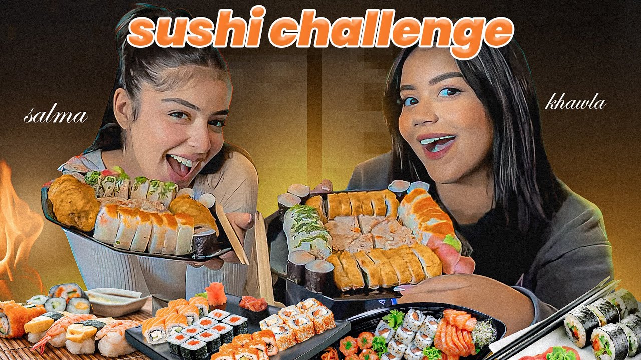 تحدي اكبر طبق سوشي🍣،و الرابحة تاخد 500درهم🥵