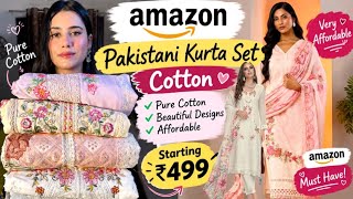 Amazon 10+cotton stylish Pakistani kurta set pure cotton sale 80%off🔥