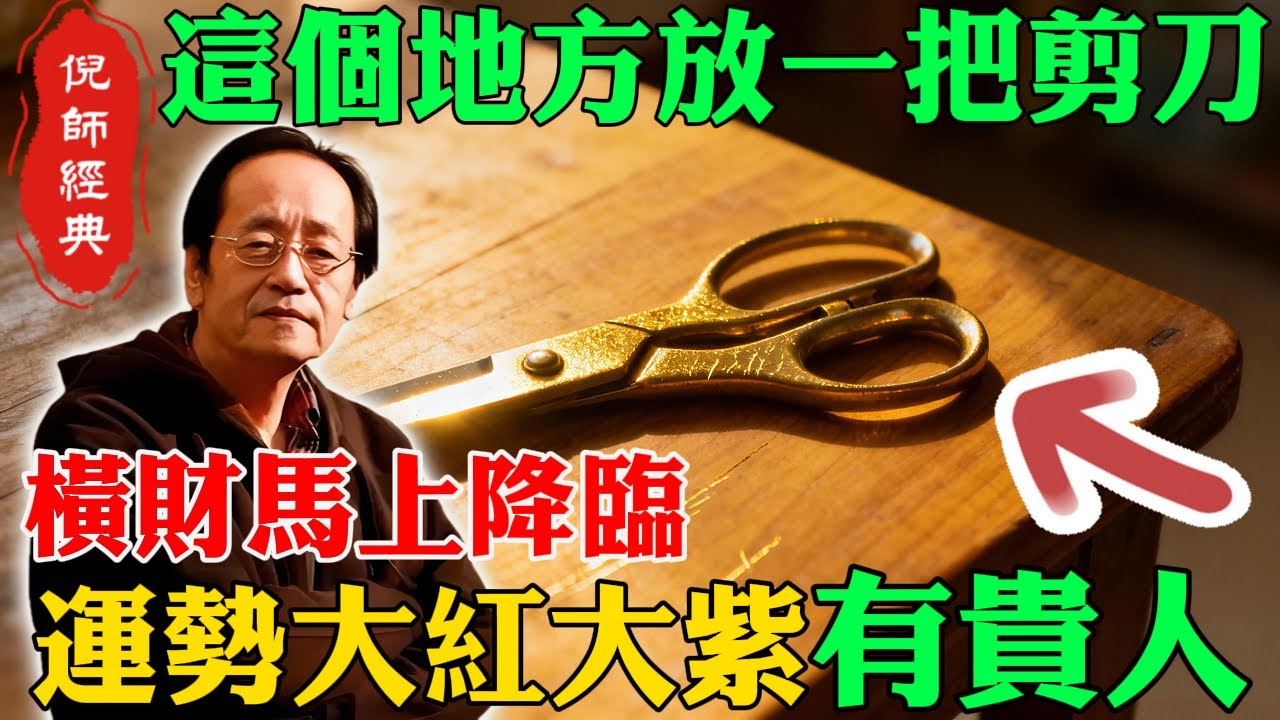 倪海廈：家裡財位放「一把剪刀」，不出三天，橫財上門，讓你晚年有錢、有貴、有靠山！#倪海廈 #剪刀轉運法 #財位 #橫財上門 #貴人相助 #風水秘訣 #晚年財運 #金行靈物 #晦氣清除 #有靠山