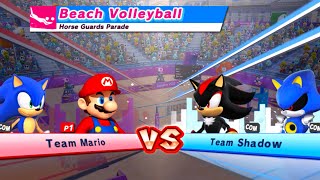 Mario and Sonic at the Olympic Games Tokyo 2012 Beach Volleyball Mario , Sonic vs Shadow & Bowser