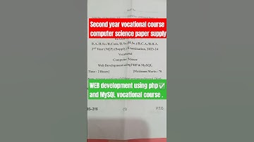 Second year vocational computer science ( WEB development using php and MySQL) supply paper