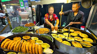 China Xi’an Breakfast Feast: Crispy Veggie Flatbread, Egg-Filled Dough, Cold Noodles, Carbs Paradise