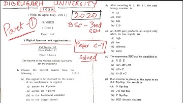 Digital System and applications || Dibrugarh University BSc Physics solution to Paper : C-7  Part 1