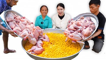 Bà Tân Vlog - Lần Đầu Làm Mâm Trứng Rán Thịt Gà Khổng Lồ Đãi Cả Làng