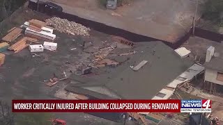 Oklahoma building collapses on construction worker, causing critical injuries