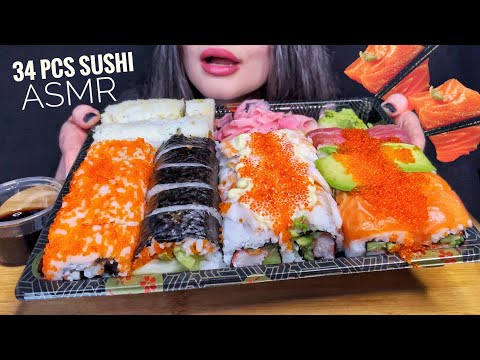 ASMR SUSHI & SASHIMI PLATTER MUKBANG (No Talking) EATING FOOD