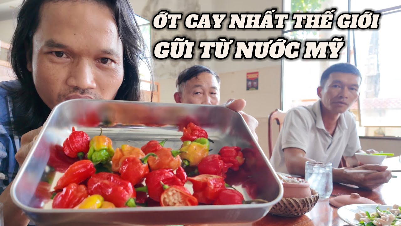 Старейшина деревни бросает вызов, чтобы съесть самый острый в мире перец чили, присланный из Америки
