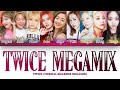 TWICE(트와이스) -'TWICE Megamix -All Songs Mashup'(Color Coded Lyrics Han/Rom/Eng(NORMAL SMASHER MASHUP)