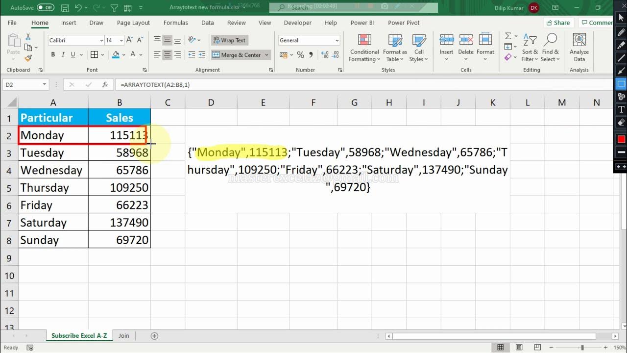 ARRAYTOTEXT function in excel | excel new formulas 2021 - YouTube