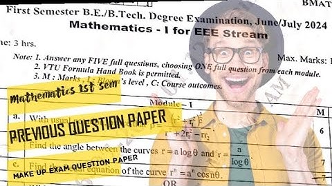 Mathematics 1 For EEE Stream Vtu | Previous Year Question Papers | Makeup Exam QP | BMATE101