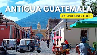 Antigua Guatemala, Guatemala 🇬🇹 - Santa Catalina Arch & Downtown - 4K Walking Tour