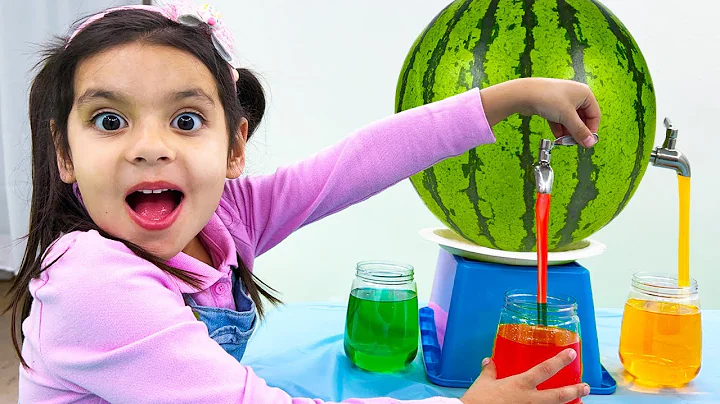 Yummy Fruits and Vegetables Juice with Ellie Alex and Wendy | Ice Cream and Watermelon Challenge