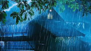 Overcome Stress to Sleep Instantly with Heavy Rain & Paramount Thunder Sounds on a Tin Roof at Night