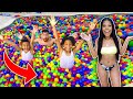 WE FILLED UP OUR POOL WITH THOUSANDS OF BALL PIT BALLS!!