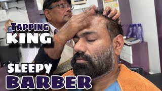Head massage with  tapping to reduce tiredness , stress n Insomnia by Indian barber Sarwan