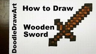 Drawing: How To Draw A Minecraft Sword - Wooden - Step by Step video(How to draw a Minecraft wooden sword by hand, step by step drawing tutorial. I'll show you how to draw a minecraft sword using markers and graph paper., 2014-07-22T04:25:59.000Z)