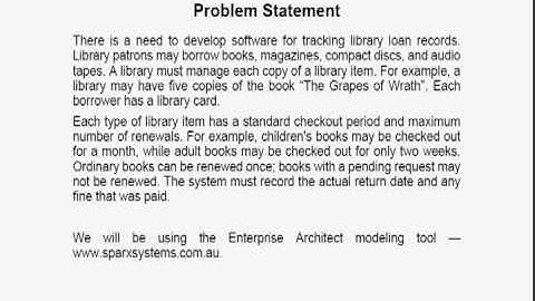 UML Class Modeling -- 1 -- Problem Statement