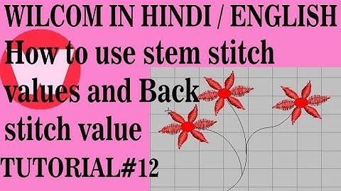 Wilcom In Hindi Tutorial 12 How to use stem stitch values and Back stitch values