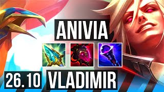 ANIVIA vs VLADIMIR (MID) | Perfect KDA: 12/0/8, Deathfire Touch | EUW Master | 26.10