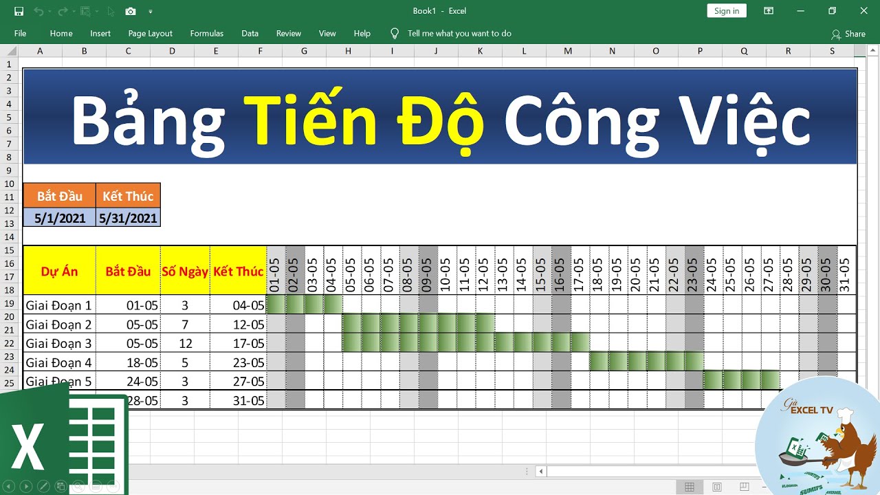 Hướng dẫn lập tiến độ công việc bằng excel (Vô cùng đơn giản) - YouTube