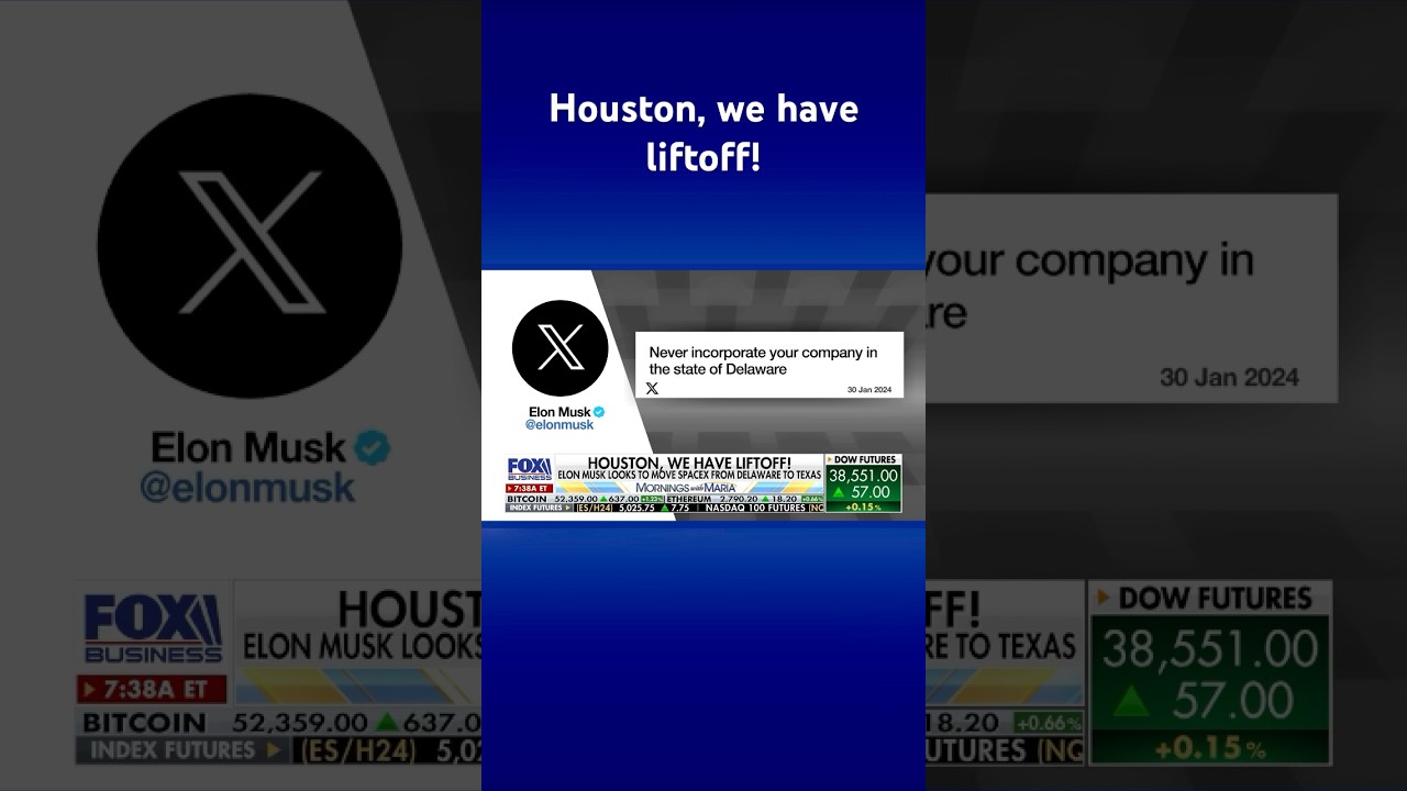 Musk moves SpaceX to Texas after Delaware revoked his pay package #shorts
