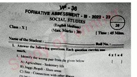 10th Class FA-3 Social Real Question Paper 2022-23 💯% pakka 10000% real #fa3 #social