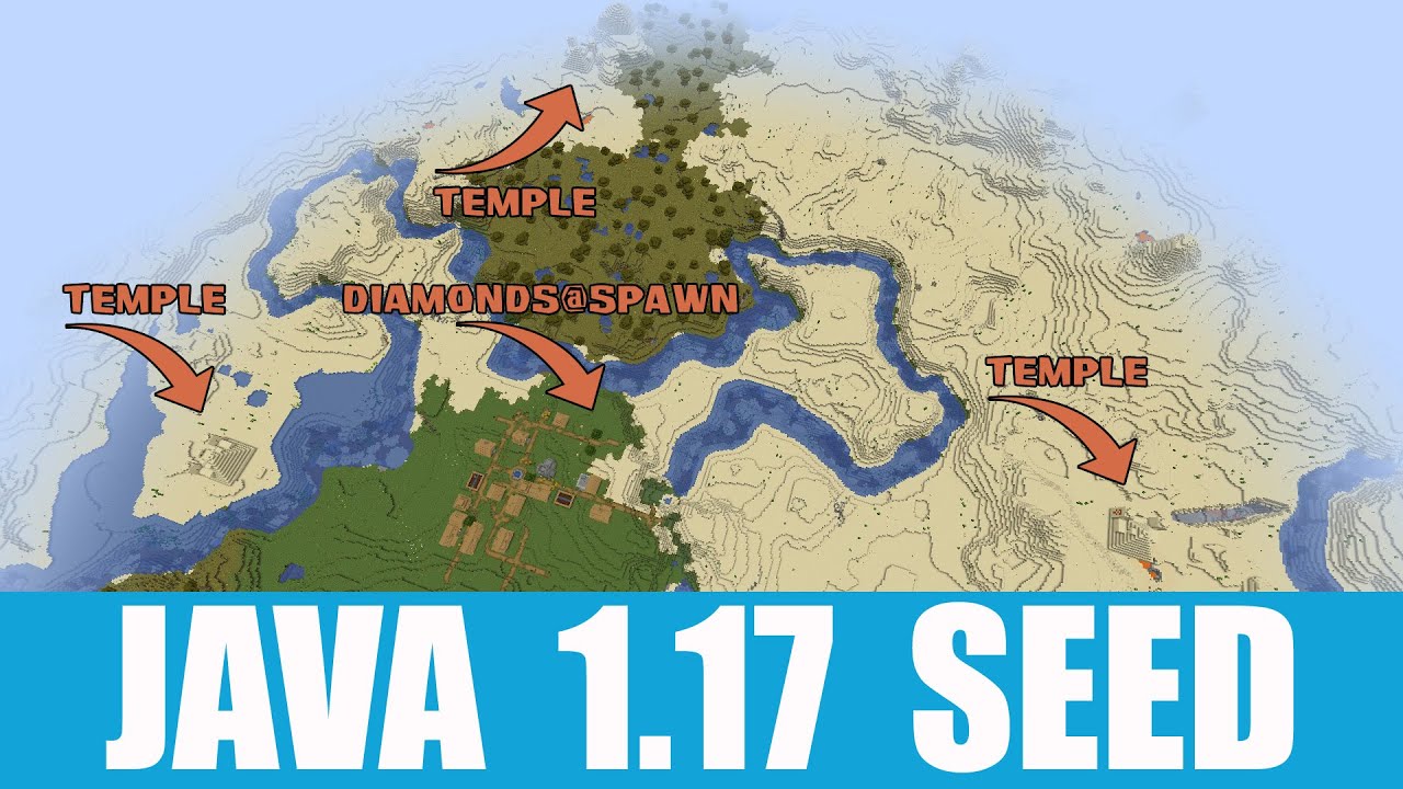 Minecraft Java 1.17 Seed: Diamonds at spawn in the village surrounded ...