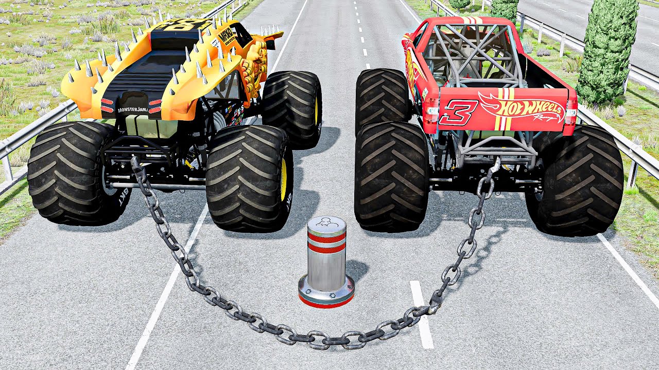 MONSTER JAM MONSTER TRUCKS Crashes, Jumps, Fails, Backflips, Rollovers - BeamNG Drive Game