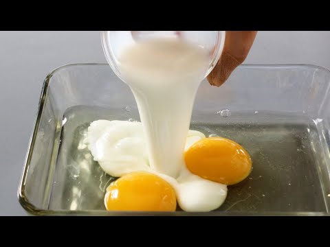 Pour milk into eggs! I make this breakfast for my kids almost every day