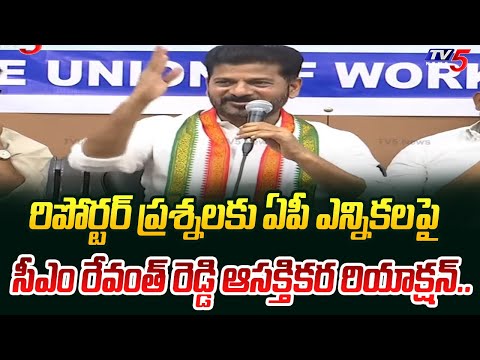 అడుగుపెడ్తా.. | CM Revanth Reddy INTERESTING COMMENTS on AP Elections 2024 on Reporter Question| TV5 - TV5NEWS