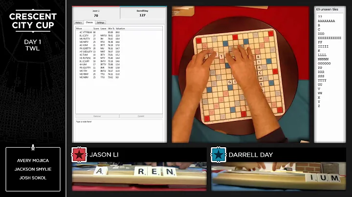 NOLA 2018 SCRABBLE TWL Round 8 Jason Li vs Darrell...