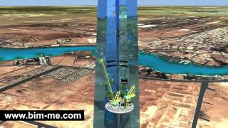 Construction Simulation Crane Kingdom Tower Jeddah