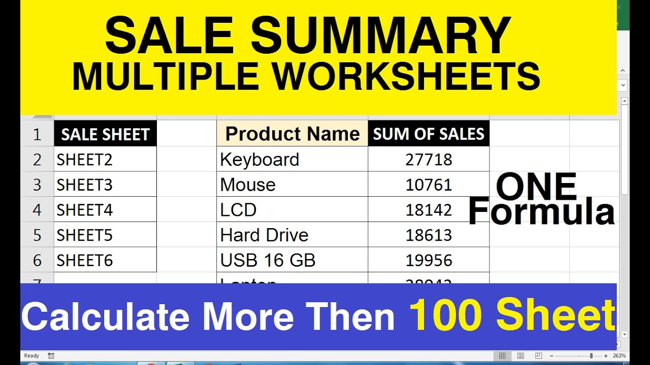 how-to-make-excel-summary-sheet-multiple-worksheets-youtube