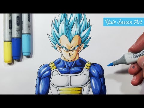 How To Draw Vegeta Super Saiyan Blue Step By Step Tutorial Youtube