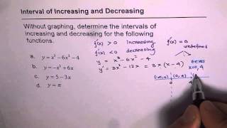 Interval of Increasing Decreasing Using First Derivatives
