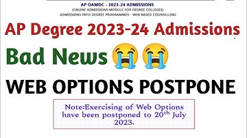 ap degree admissions bad news😭 web options postpone✅️#degreeadmission2023 #degreeweboptions