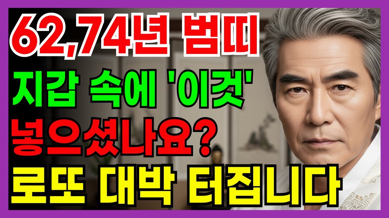 62, 74년 범띠 지갑 속에 '이것' 넣으면 로또 대박 터집니다 | 재물운 | 풍수인테리어 | 금전운 | 명당 | 부자풍수 | 로또운세 | 띠운세 |