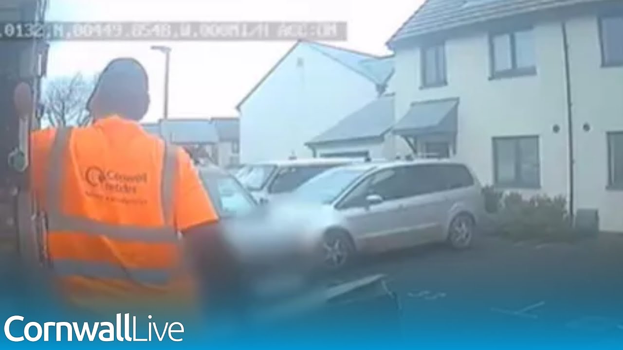 Idiot Cornwall drivers who put bin men's lives in danger caught on video