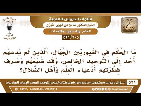 [205 -521] ما الحكم في القبوريين الجهال، الذين لم يدعهم أحد إلى التوحيد الخالص؟