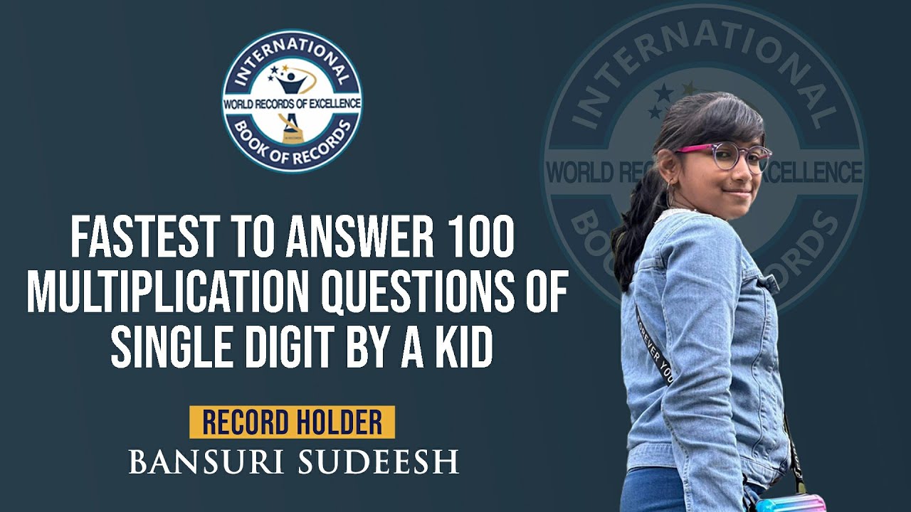 FASTEST TO ANSWER 100 MULTIPLICATION QUESTIONS OF SINGLE DIGIT BY A KID